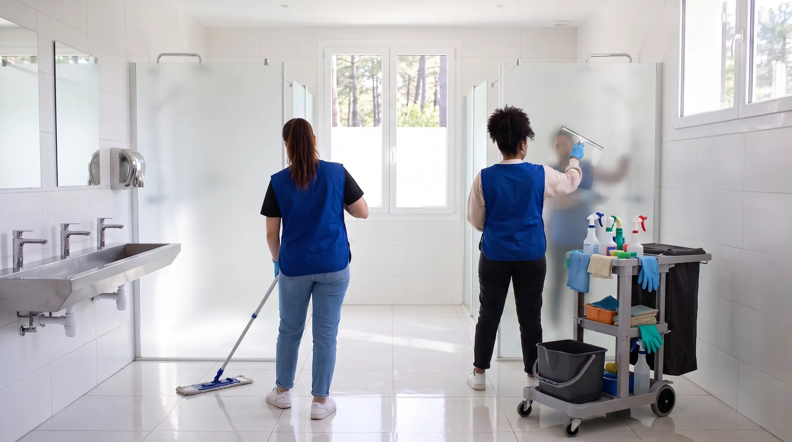 Agentes Alpha Clean nettoyant des sanitaires professionnels